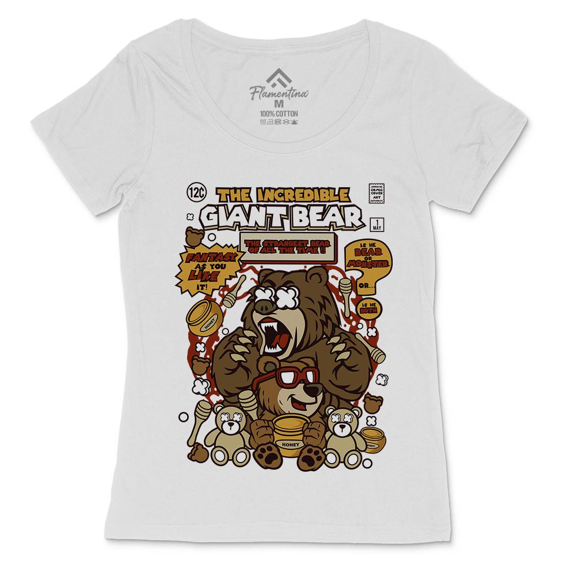 The Incredible Bear Womens Scoop Neck T-Shirt Animals C675