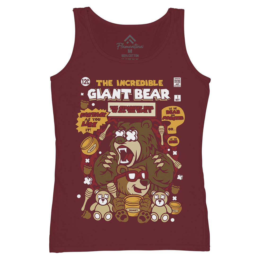 The Incredible Bear Womens Organic Tank Top Vest Animals C675