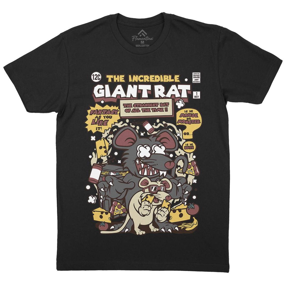 The Incredible Giant Rat Mens Organic Crew Neck T-Shirt Animals C676