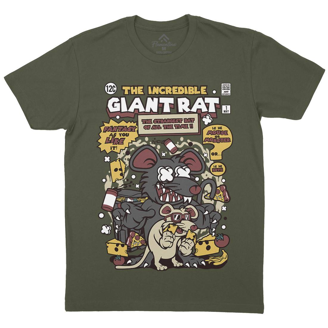 The Incredible Giant Rat Mens Organic Crew Neck T-Shirt Animals C676