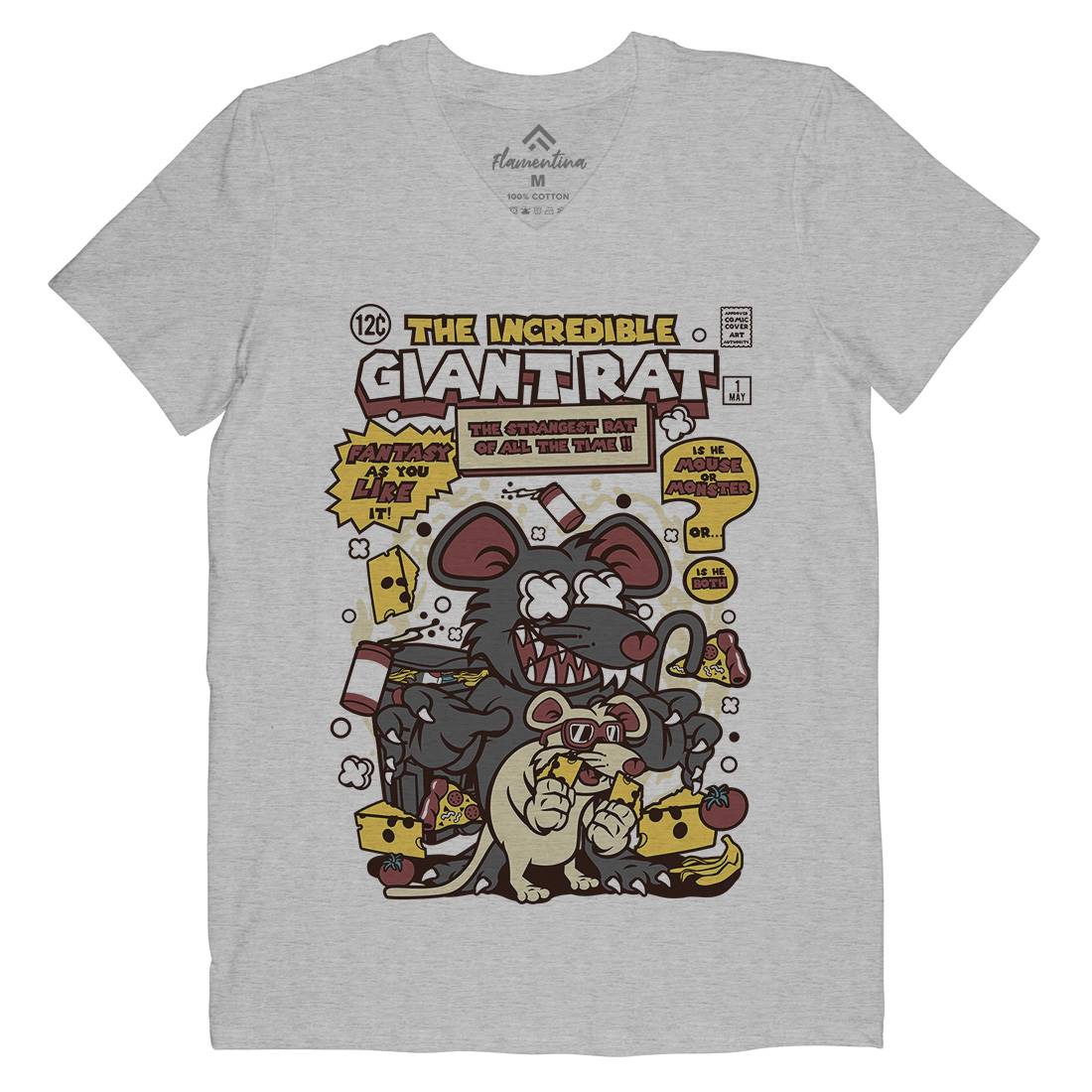 The Incredible Giant Rat Mens Organic V-Neck T-Shirt Animals C676