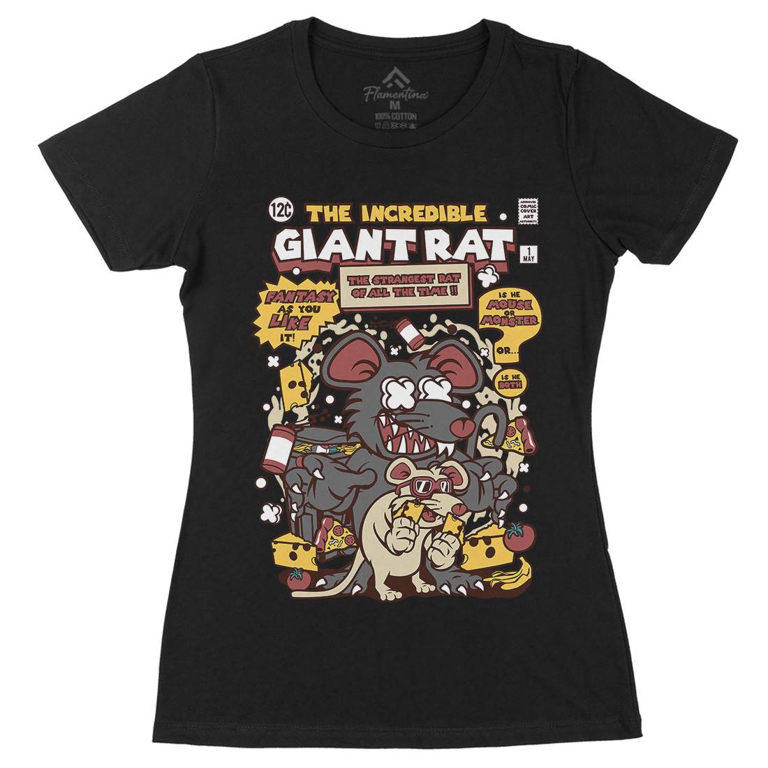 The Incredible Giant Rat Womens Organic Crew Neck T-Shirt Animals C676