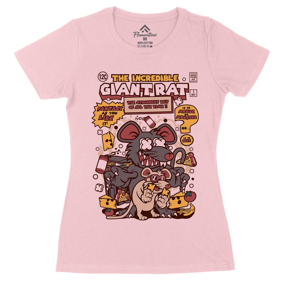 The Incredible Giant Rat Womens Organic Crew Neck T-Shirt Animals C676