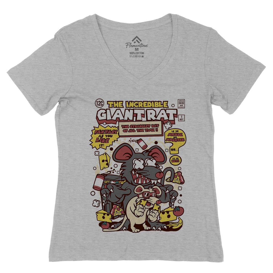 The Incredible Giant Rat Womens Organic V-Neck T-Shirt Animals C676