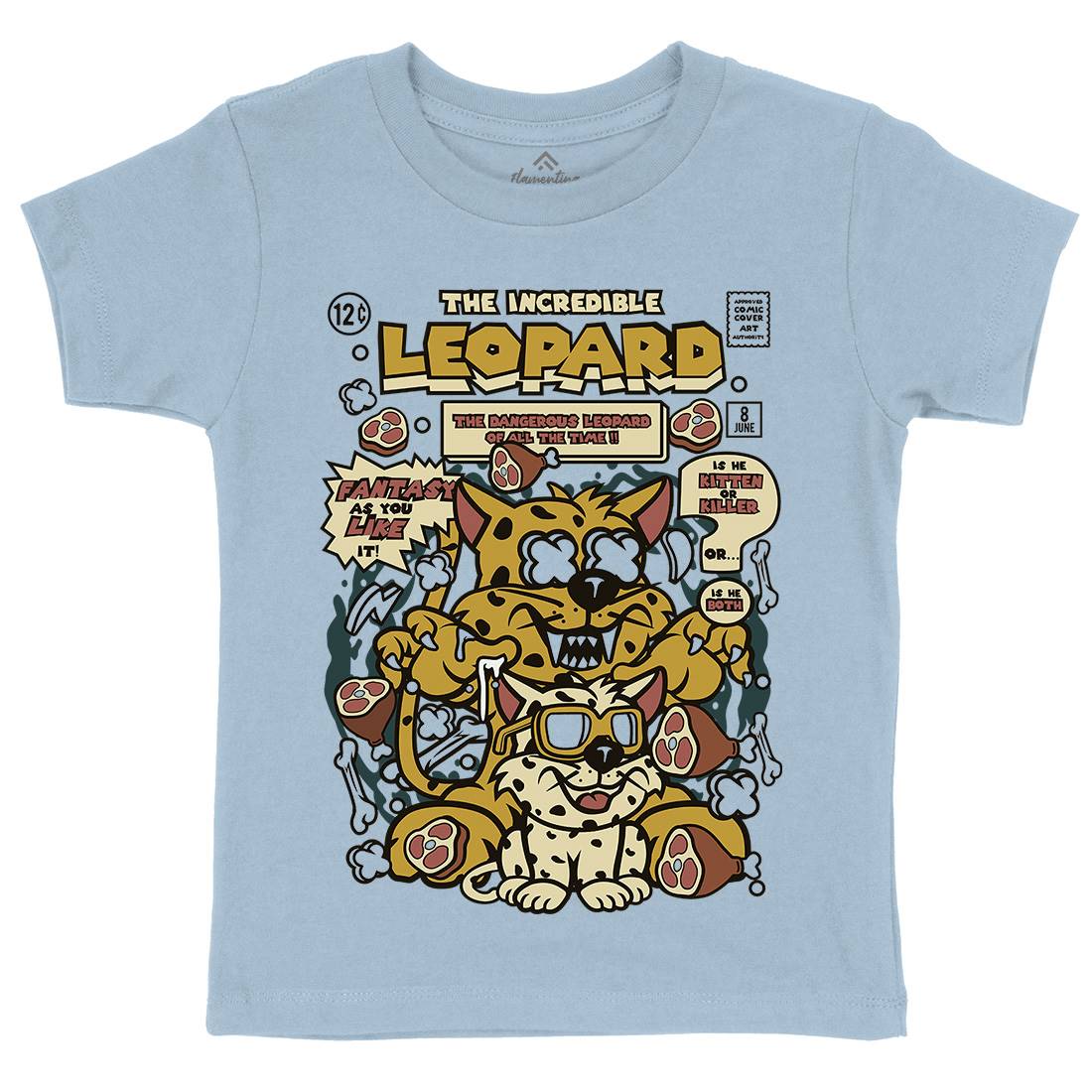 The Incredible Leopard Kids Organic Crew Neck T-Shirt Animals C677