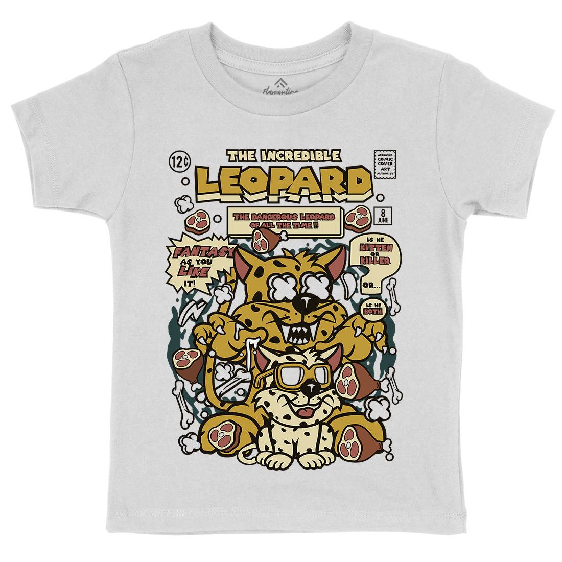 The Incredible Leopard Kids Organic Crew Neck T-Shirt Animals C677