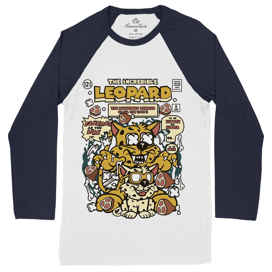 The Incredible Leopard Mens Long Sleeve Baseball T-Shirt Animals C677