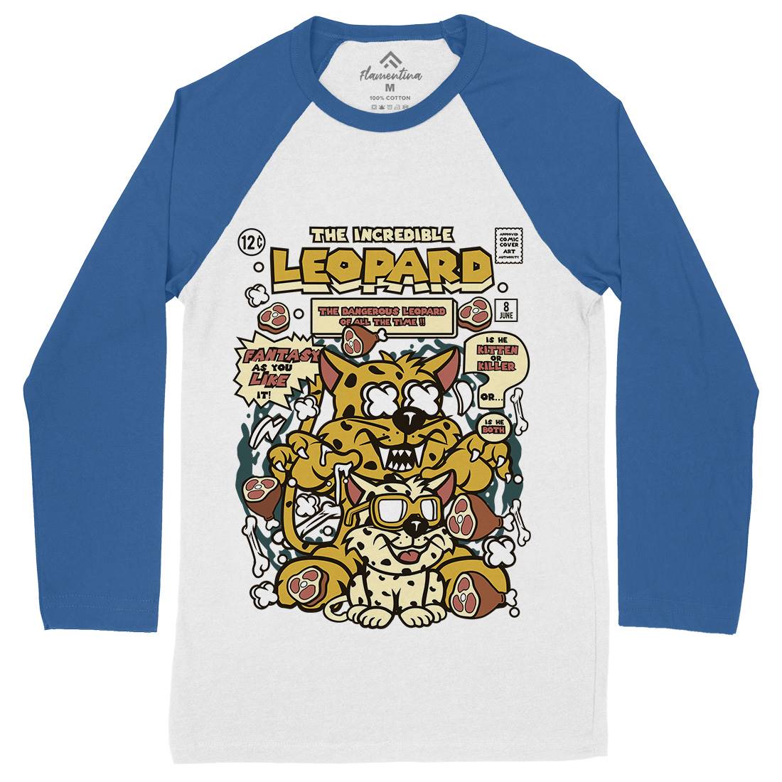 The Incredible Leopard Mens Long Sleeve Baseball T-Shirt Animals C677