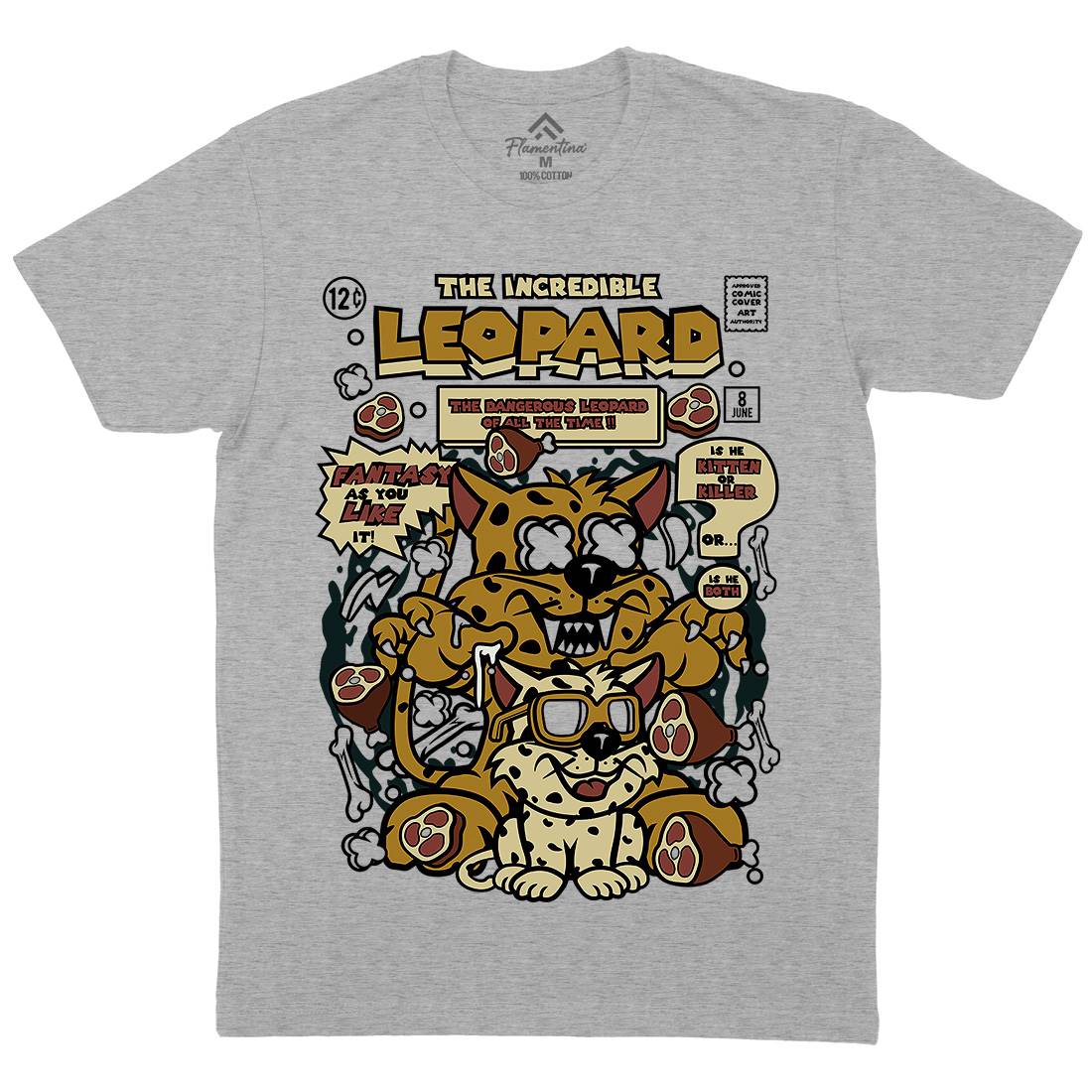 The Incredible Leopard Mens Organic Crew Neck T-Shirt Animals C677