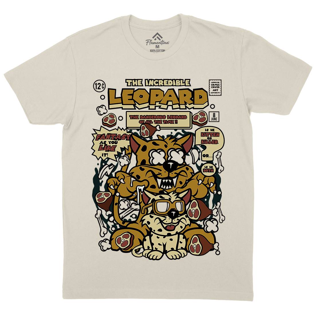 The Incredible Leopard Mens Organic Crew Neck T-Shirt Animals C677