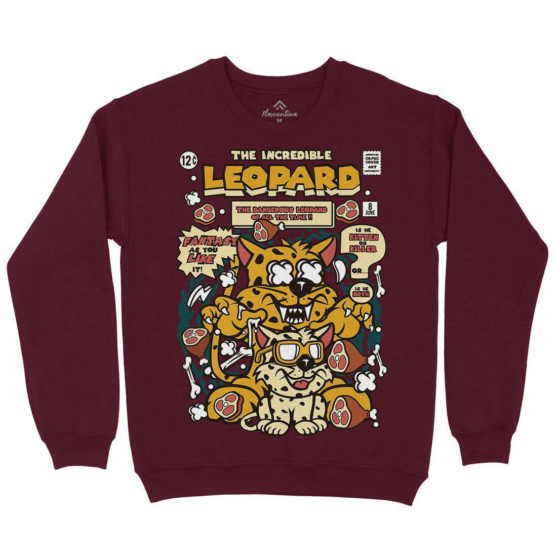 The Incredible Leopard Mens Crew Neck Sweatshirt Animals C677