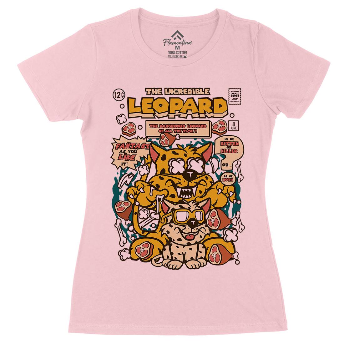 The Incredible Leopard Womens Organic Crew Neck T-Shirt Animals C677