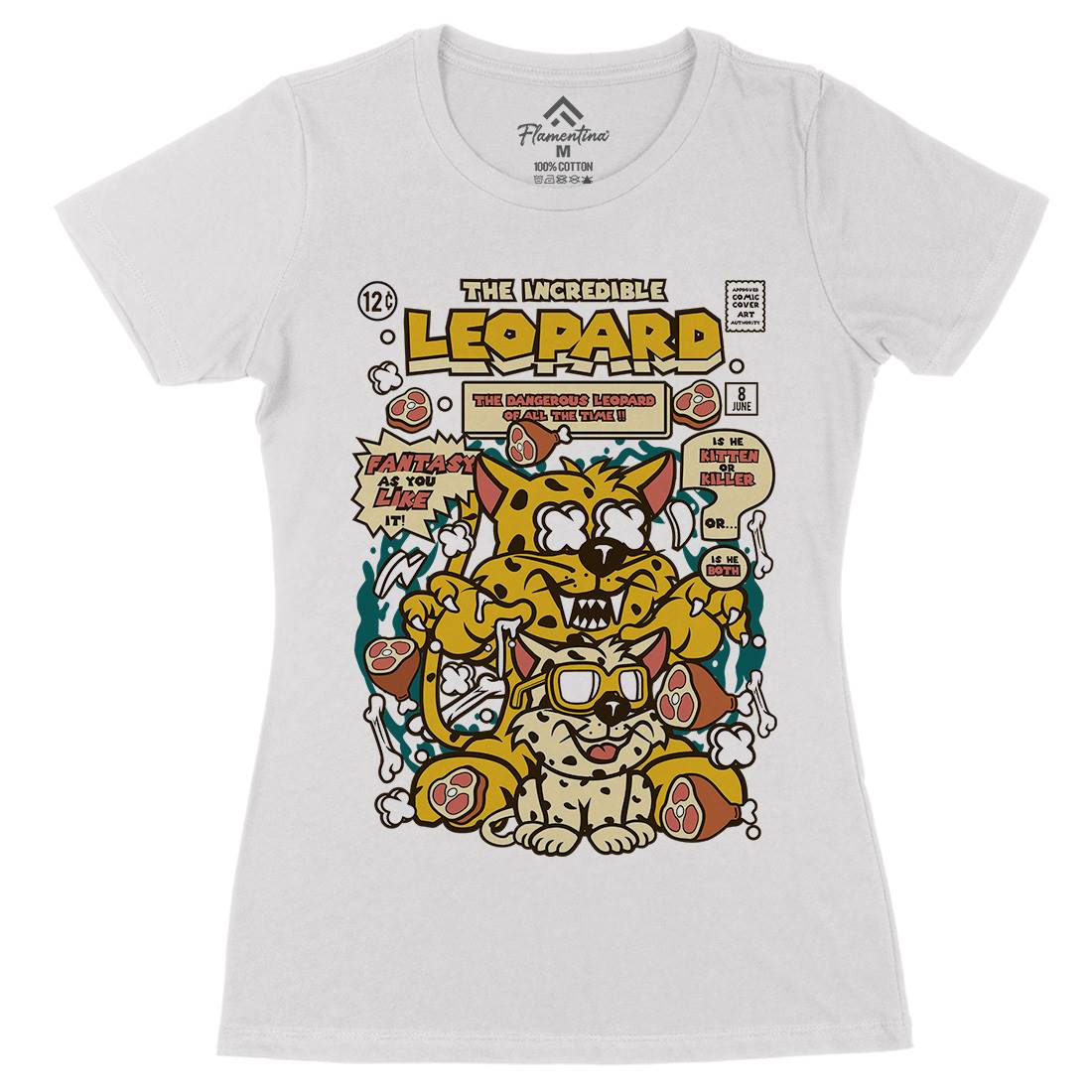 The Incredible Leopard Womens Organic Crew Neck T-Shirt Animals C677