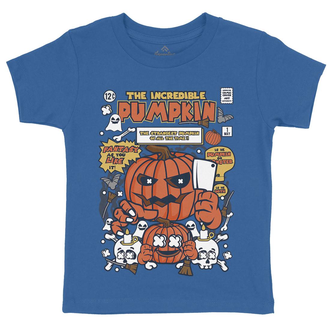 The Incredible Pumpkin Kids Crew Neck T-Shirt Halloween C678
