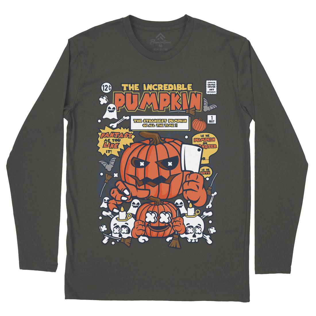 The Incredible Pumpkin Mens Long Sleeve T-Shirt Halloween C678