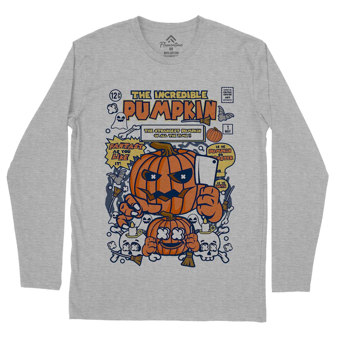 The Incredible Pumpkin Mens Long Sleeve T-Shirt Halloween C678