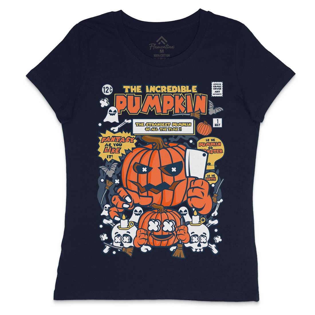 The Incredible Pumpkin Womens Crew Neck T-Shirt Halloween C678