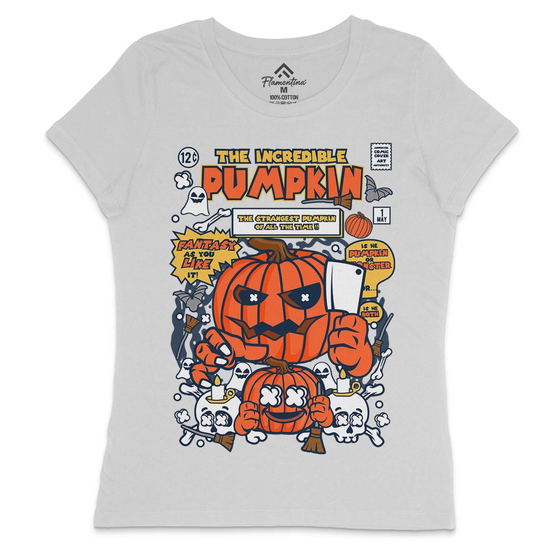 The Incredible Pumpkin Womens Crew Neck T-Shirt Halloween C678