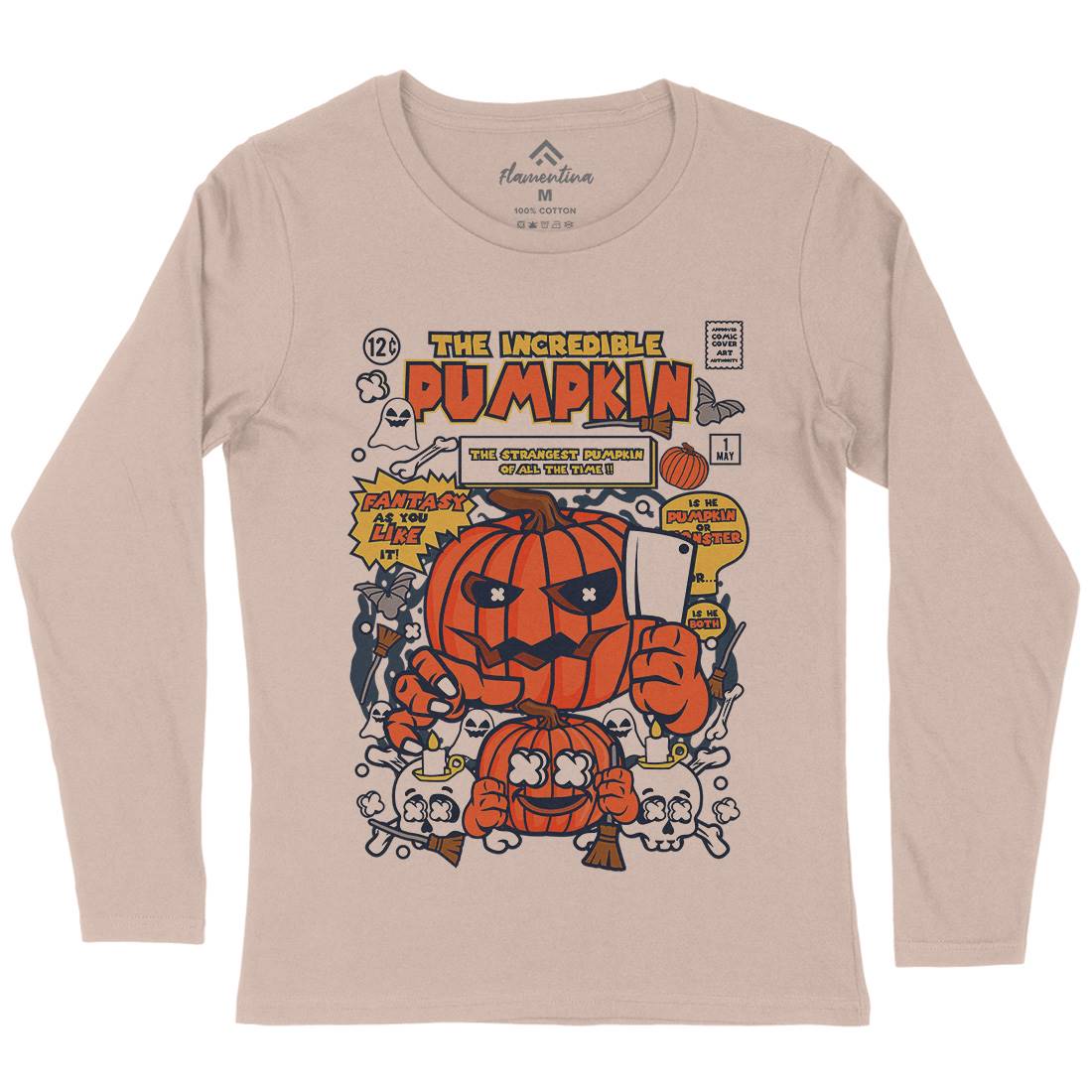 The Incredible Pumpkin Womens Long Sleeve T-Shirt Halloween C678