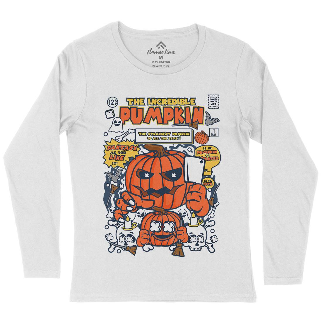 The Incredible Pumpkin Womens Long Sleeve T-Shirt Halloween C678