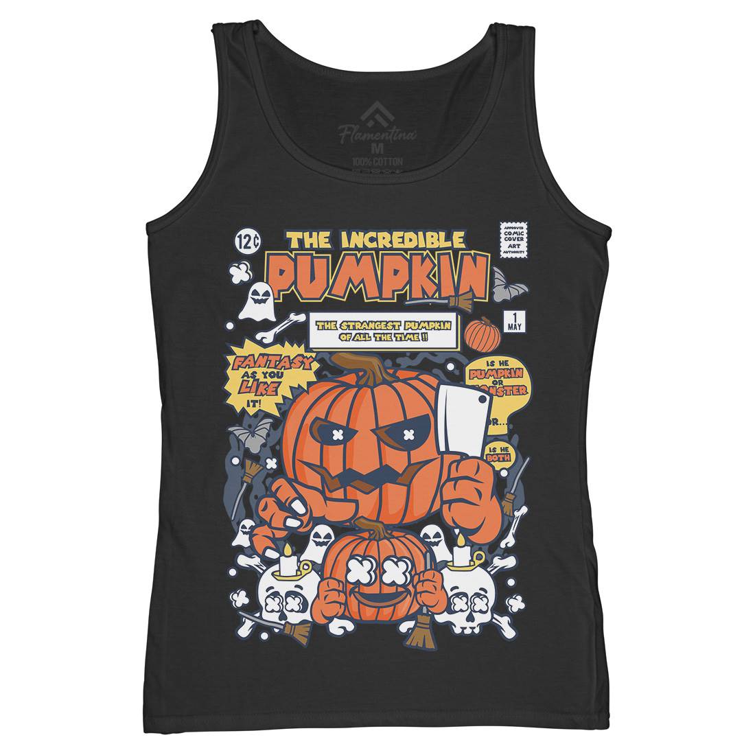 The Incredible Pumpkin Womens Organic Tank Top Vest Halloween C678