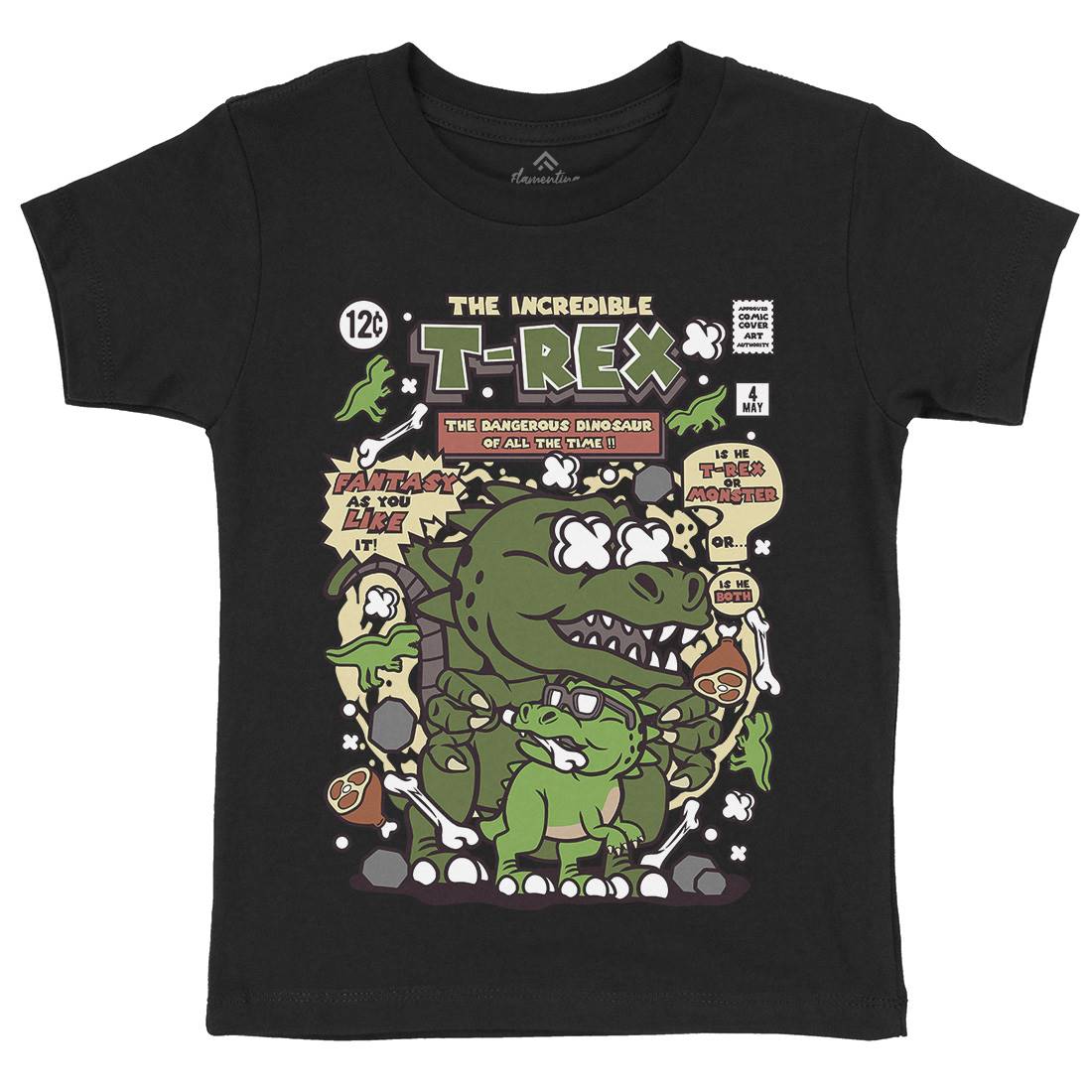 The Incredible T-Rex Kids Organic Crew Neck T-Shirt Animals C679