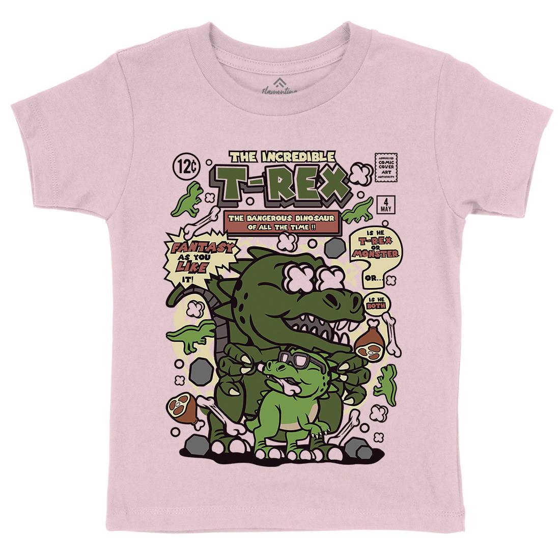 The Incredible T-Rex Kids Crew Neck T-Shirt Animals C679