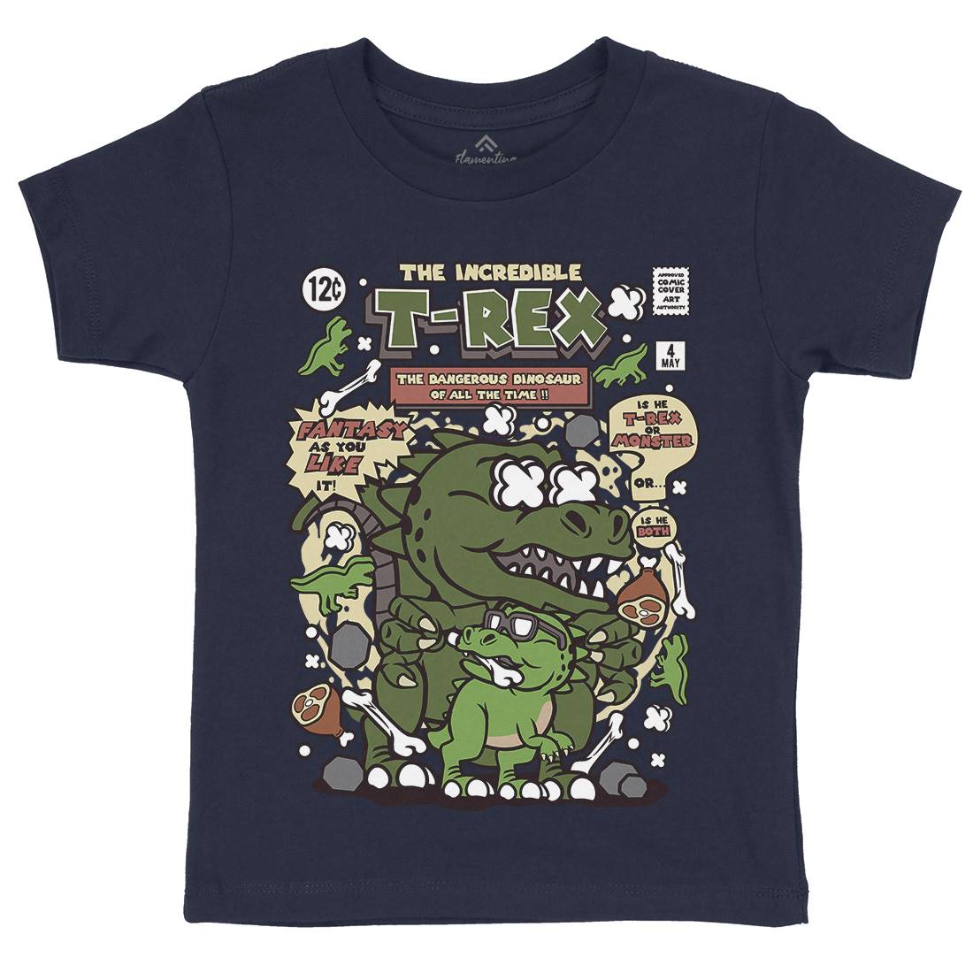 The Incredible T-Rex Kids Organic Crew Neck T-Shirt Animals C679