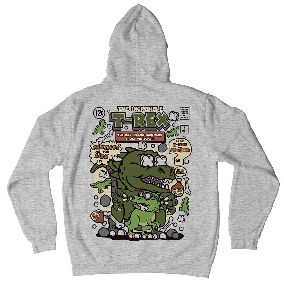 The Incredible T-Rex Mens Hoodie With Pocket Animals C679