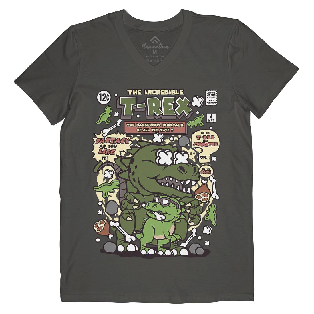 The Incredible T-Rex Mens V-Neck T-Shirt Animals C679