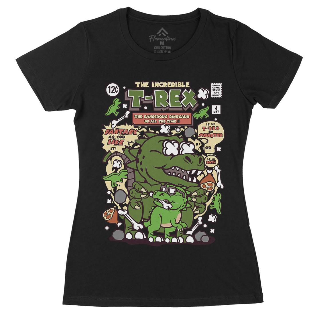 The Incredible T-Rex Womens Organic Crew Neck T-Shirt Animals C679