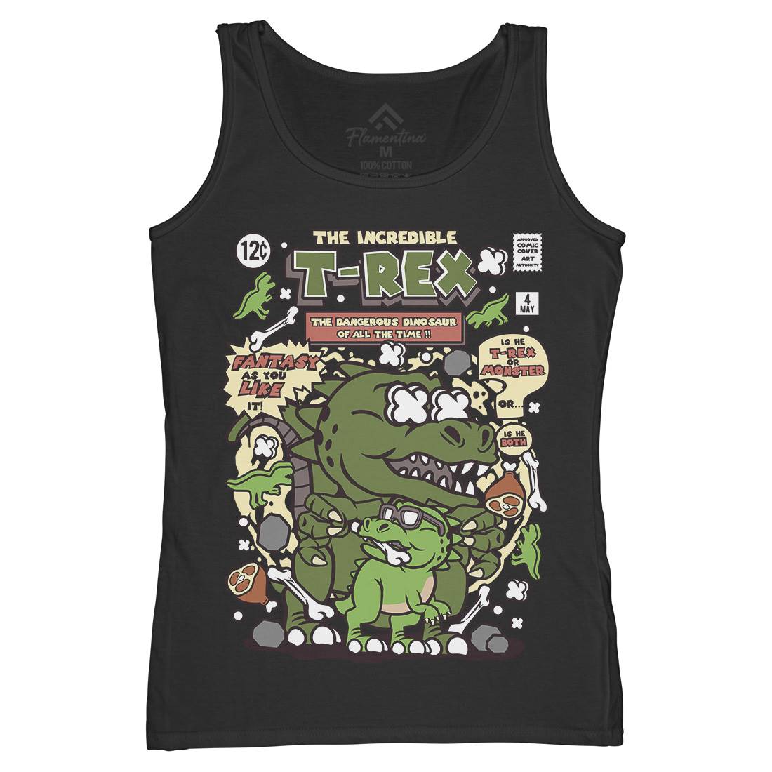 The Incredible T-Rex Womens Organic Tank Top Vest Animals C679