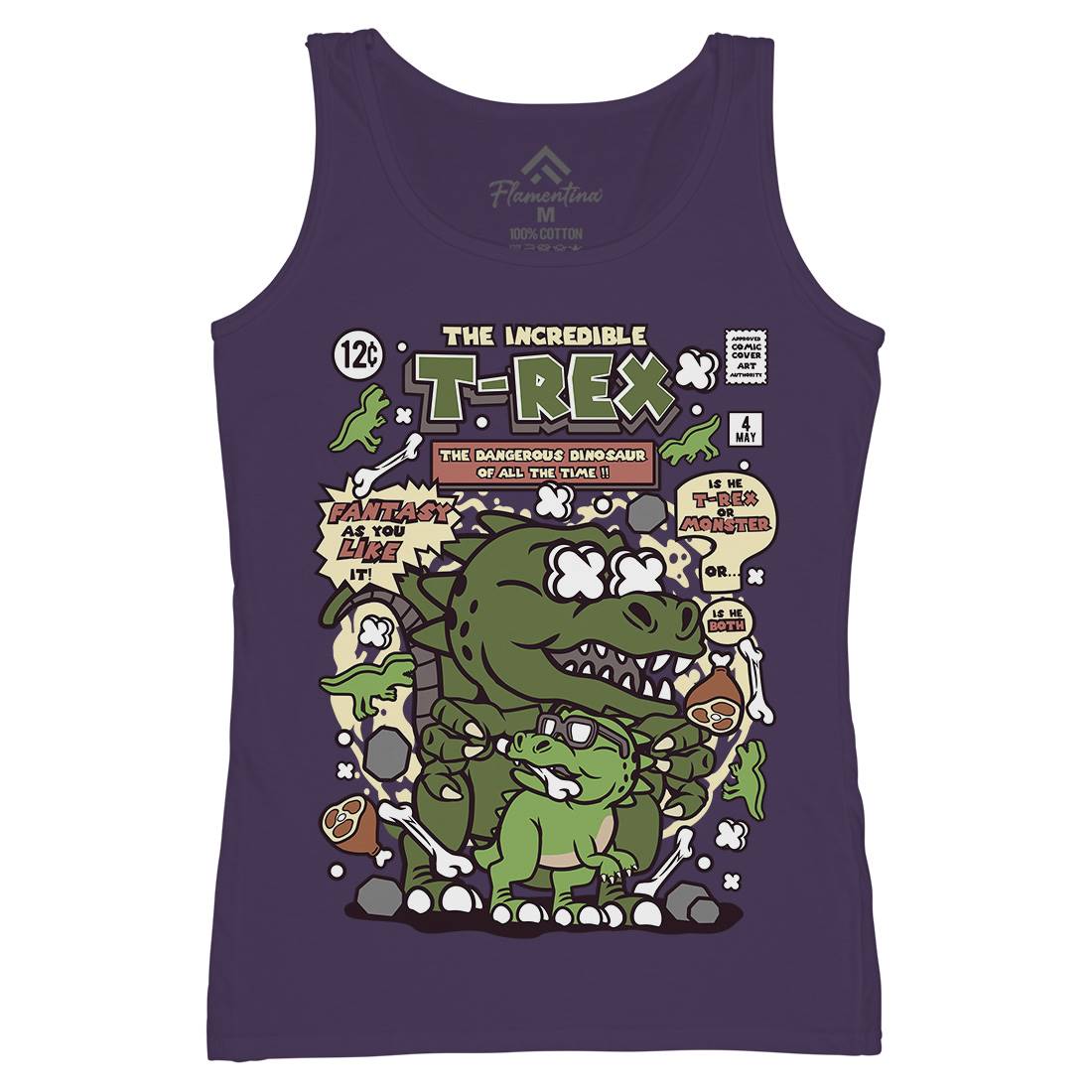 The Incredible T-Rex Womens Organic Tank Top Vest Animals C679