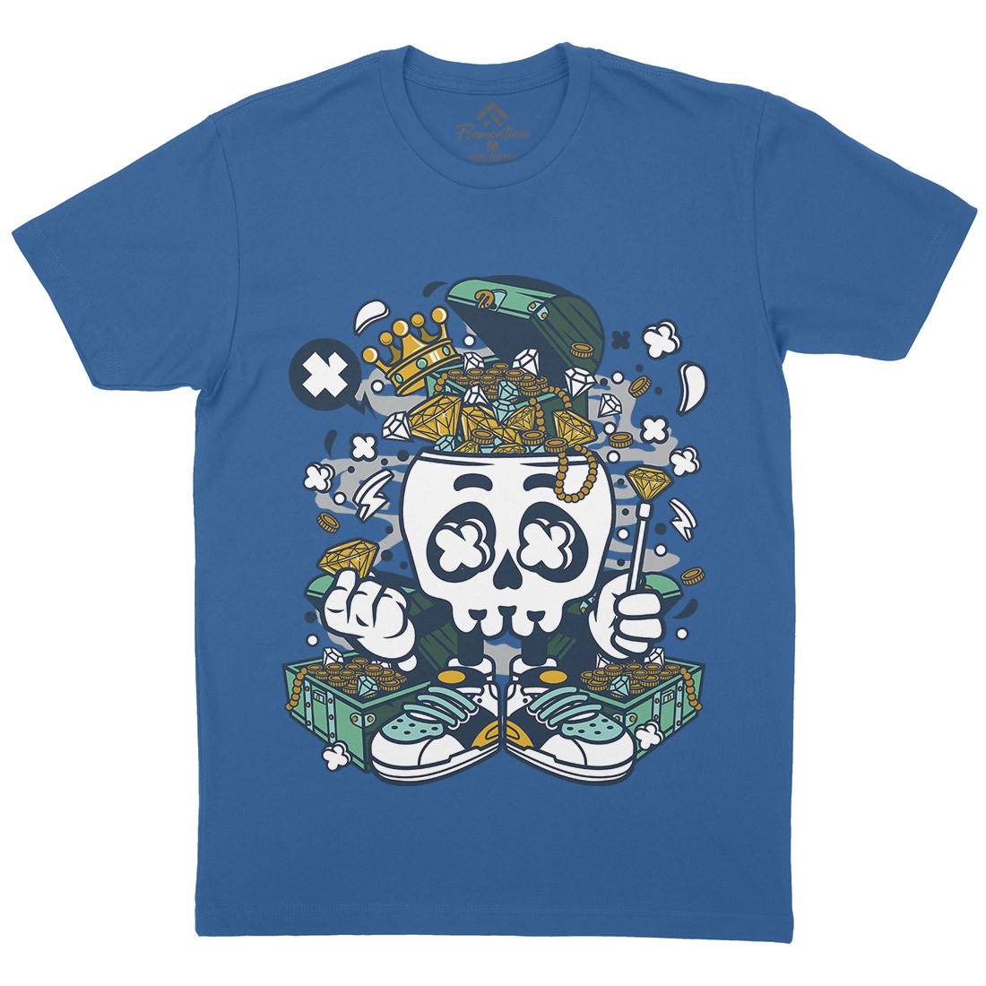 Treasure Skull Head Mens Crew Neck T-Shirt Retro C680