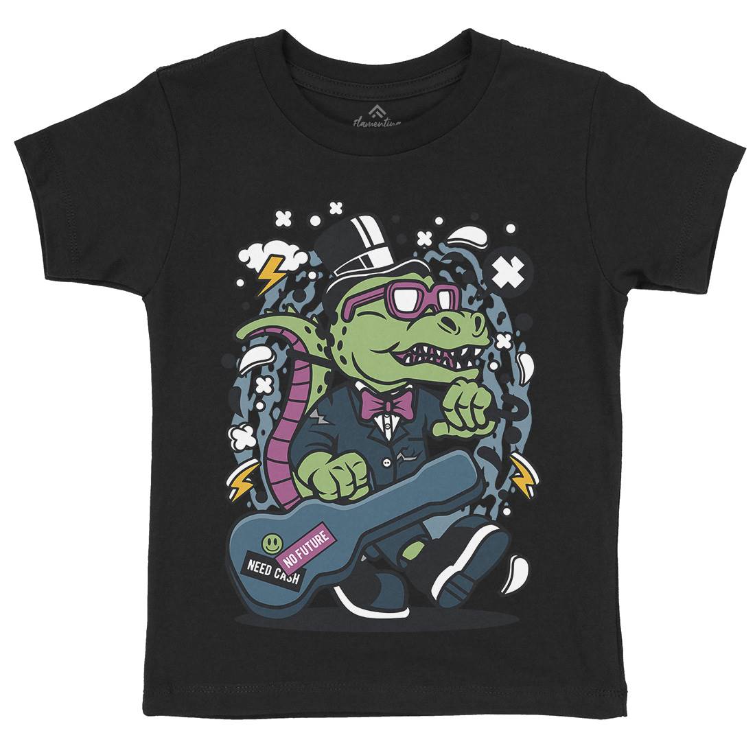 T-Rex Guitar Kids Organic Crew Neck T-Shirt Music C681