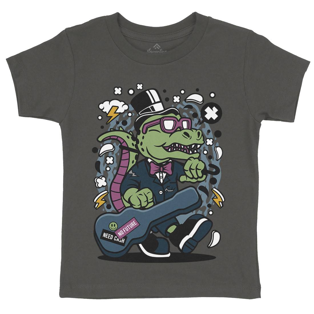T-Rex Guitar Kids Crew Neck T-Shirt Music C681