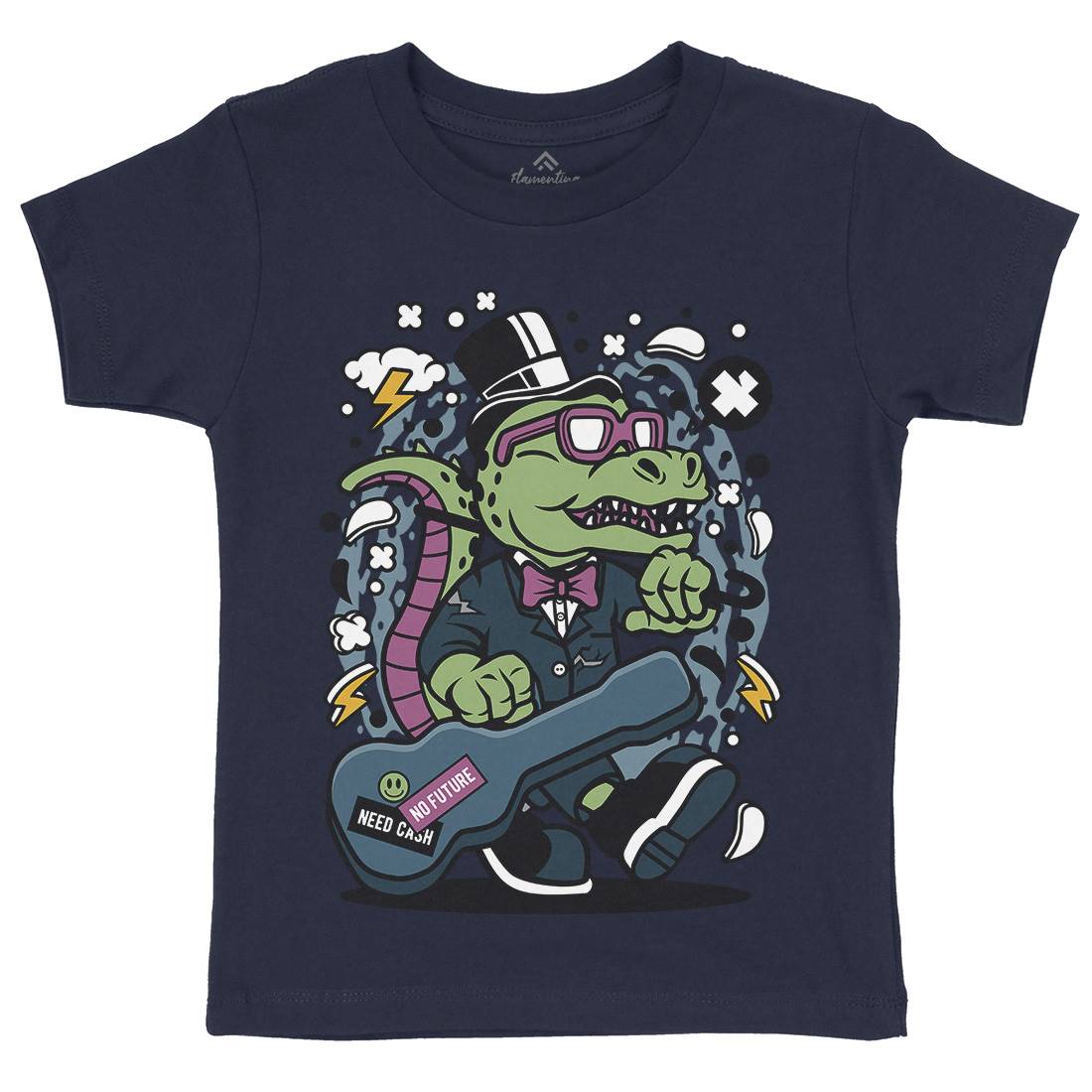 T-Rex Guitar Kids Organic Crew Neck T-Shirt Music C681