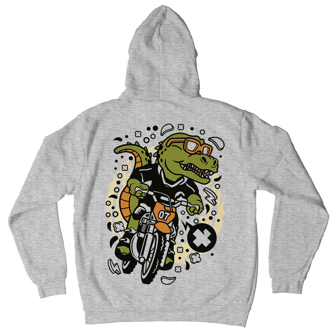 T-Rex Motocross Rider Mens Hoodie With Pocket Motorcycles C682