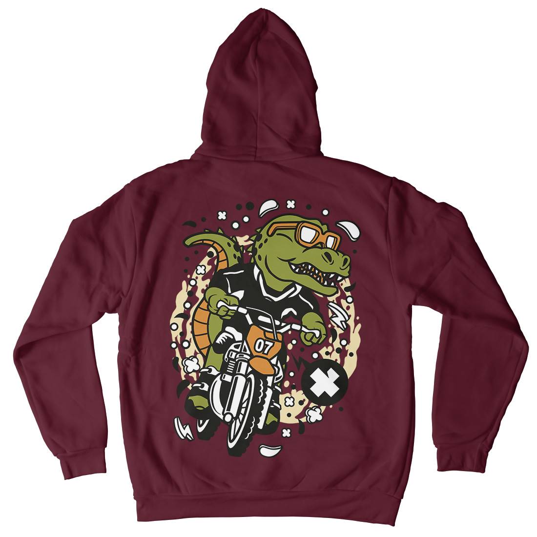 T-Rex Motocross Rider Mens Hoodie With Pocket Motorcycles C682