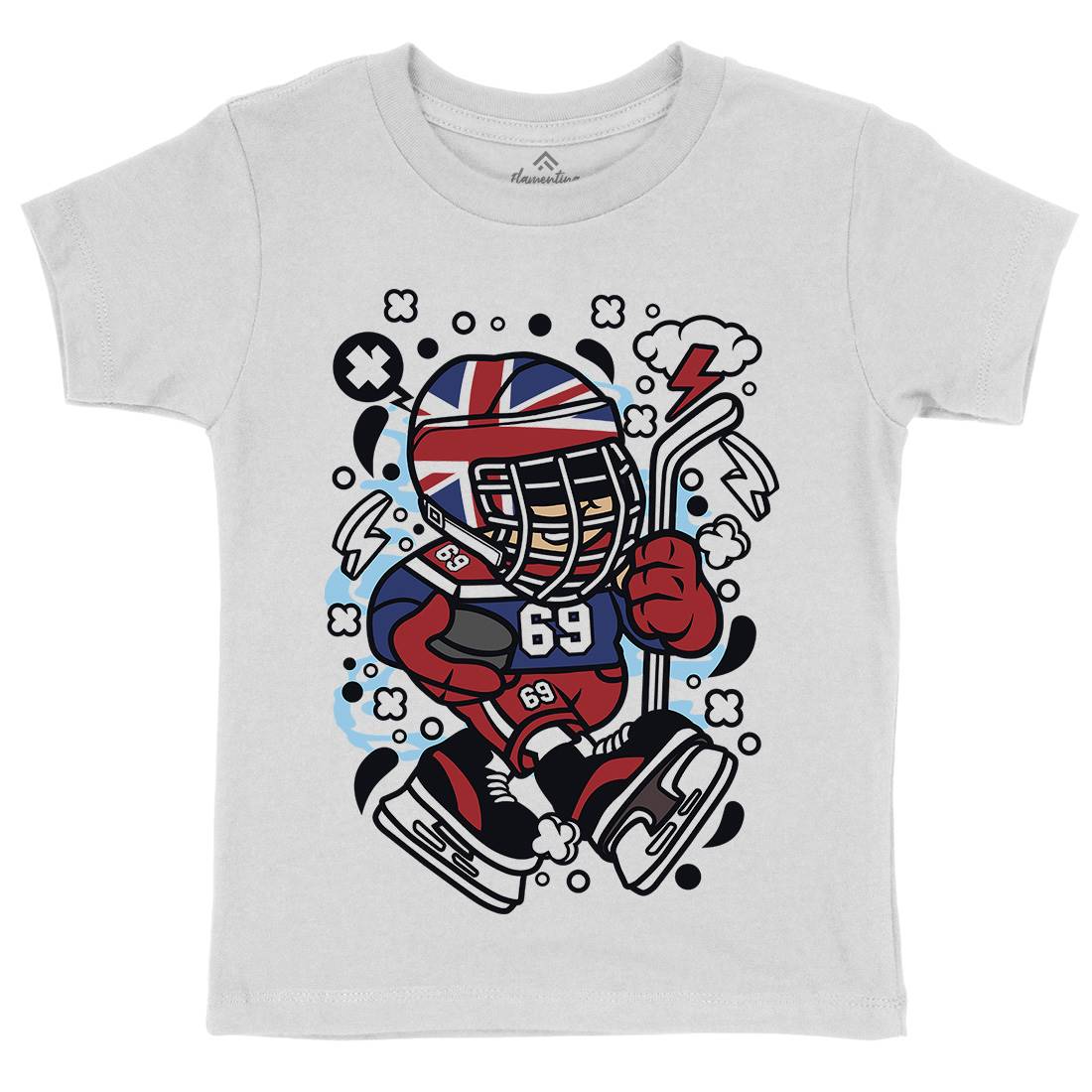 United Kingdom Hockey Kid Kids Organic Crew Neck T-Shirt Sport C684