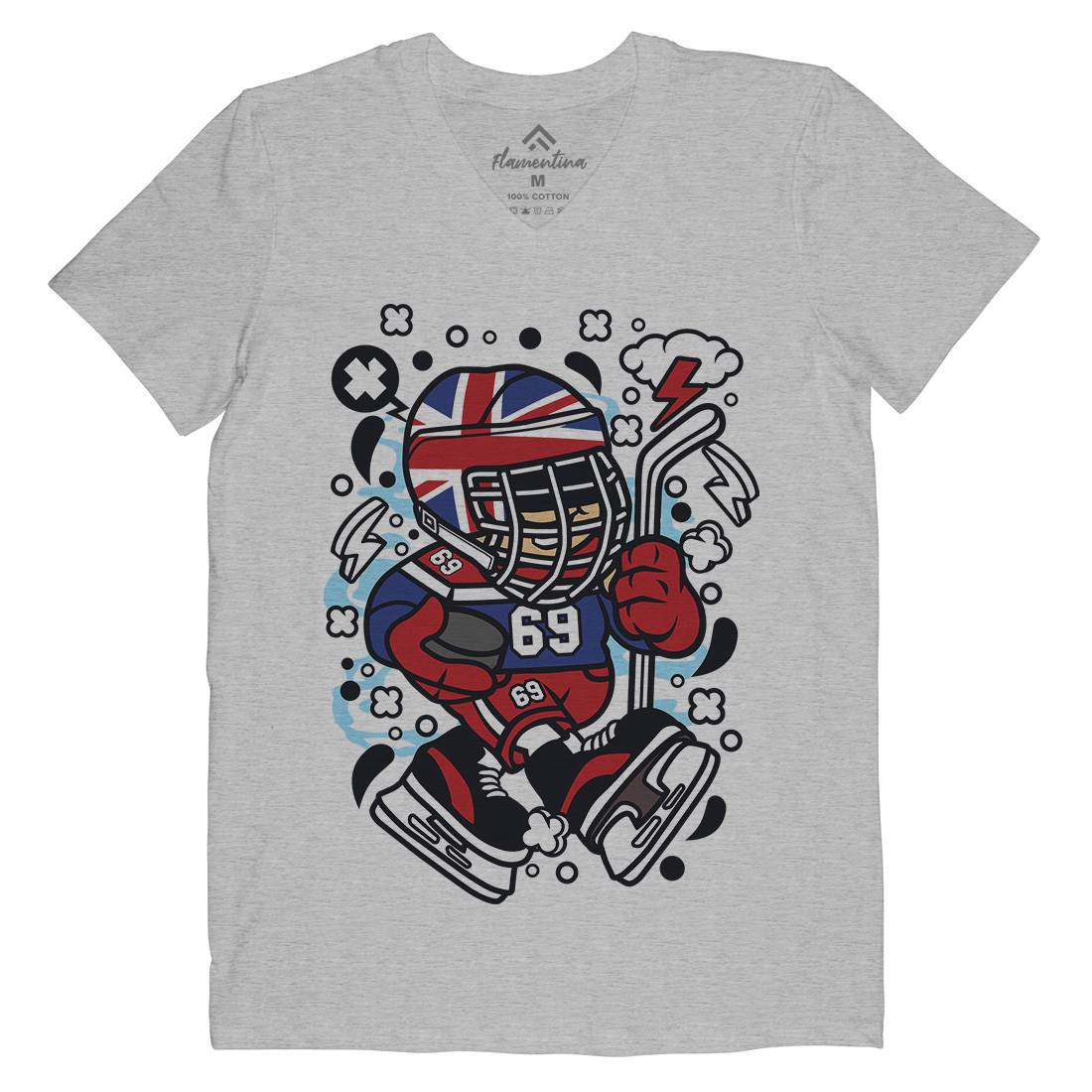 United Kingdom Hockey Kid Mens Organic V-Neck T-Shirt Sport C684
