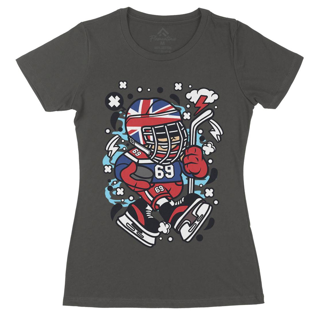 United Kingdom Hockey Kid Womens Organic Crew Neck T-Shirt Sport C684