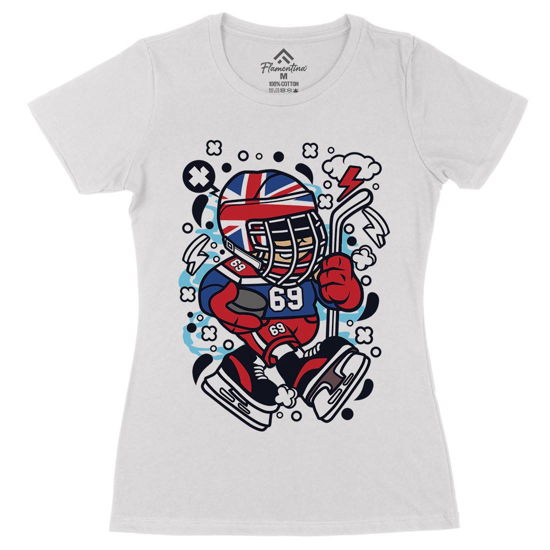 United Kingdom Hockey Kid Womens Organic Crew Neck T-Shirt Sport C684