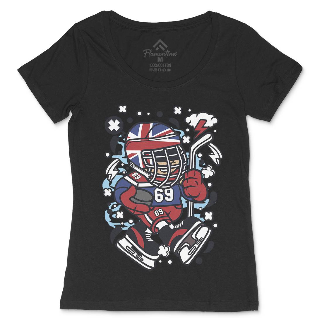 United Kingdom Hockey Kid Womens Scoop Neck T-Shirt Sport C684
