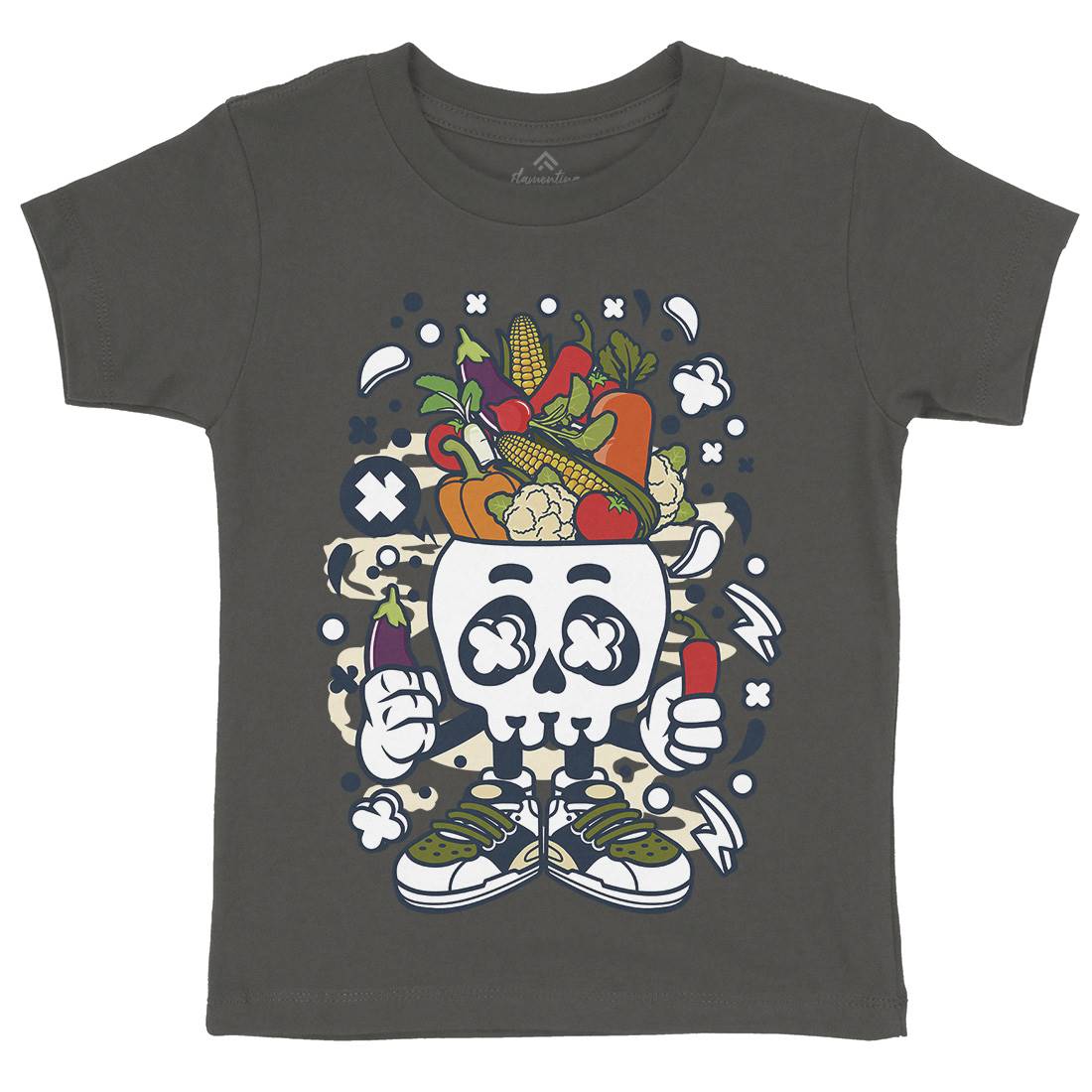 Vegetable Skull Head Kids Crew Neck T-Shirt Food C685