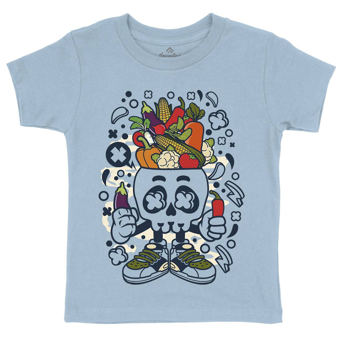 Vegetable Skull Head Kids Crew Neck T-Shirt Food C685