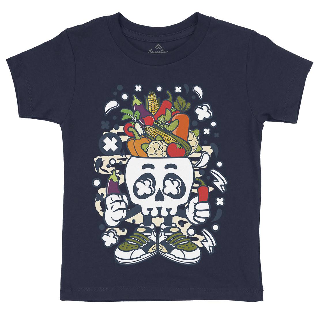 Vegetable Skull Head Kids Organic Crew Neck T-Shirt Food C685