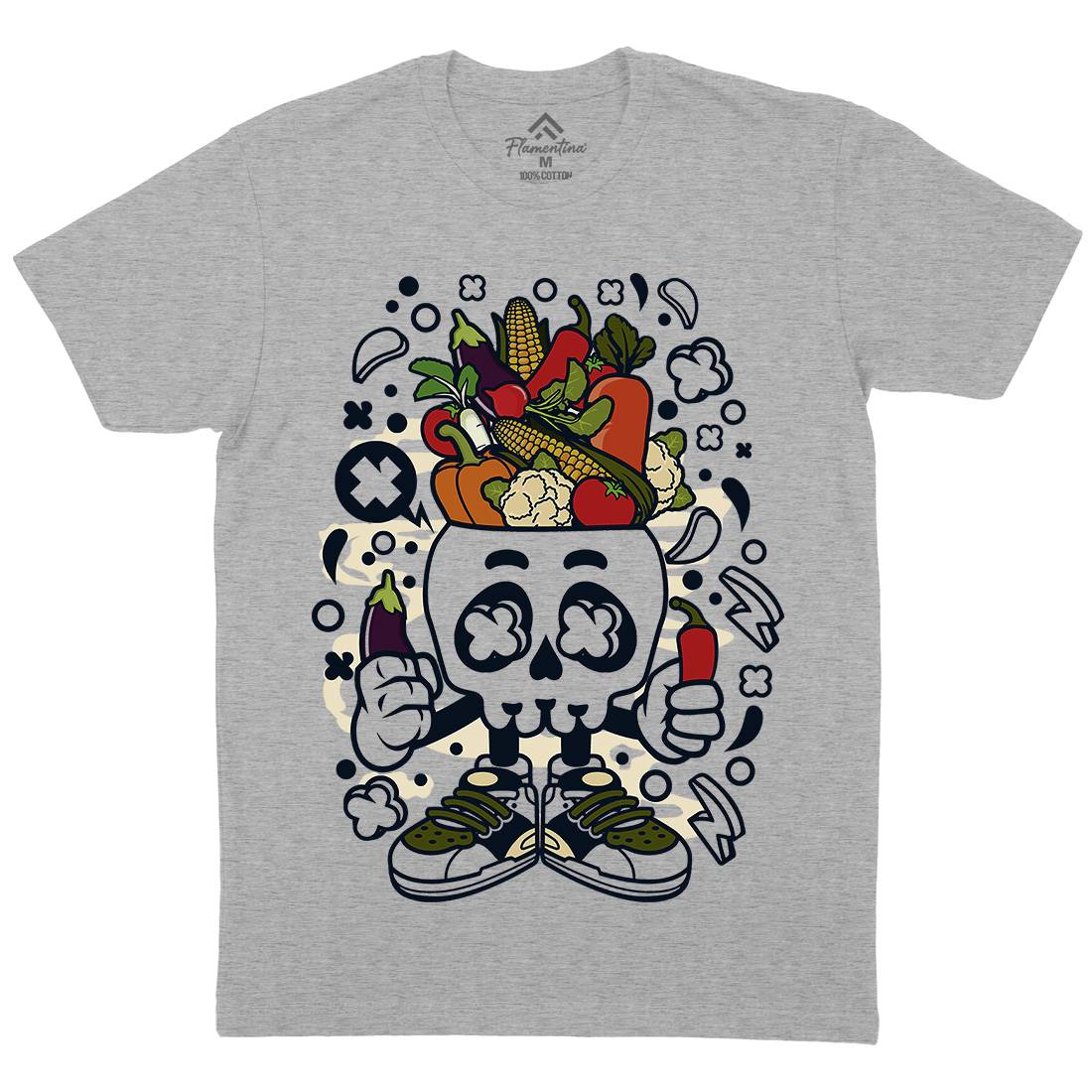Vegetable Skull Head Mens Crew Neck T-Shirt Food C685