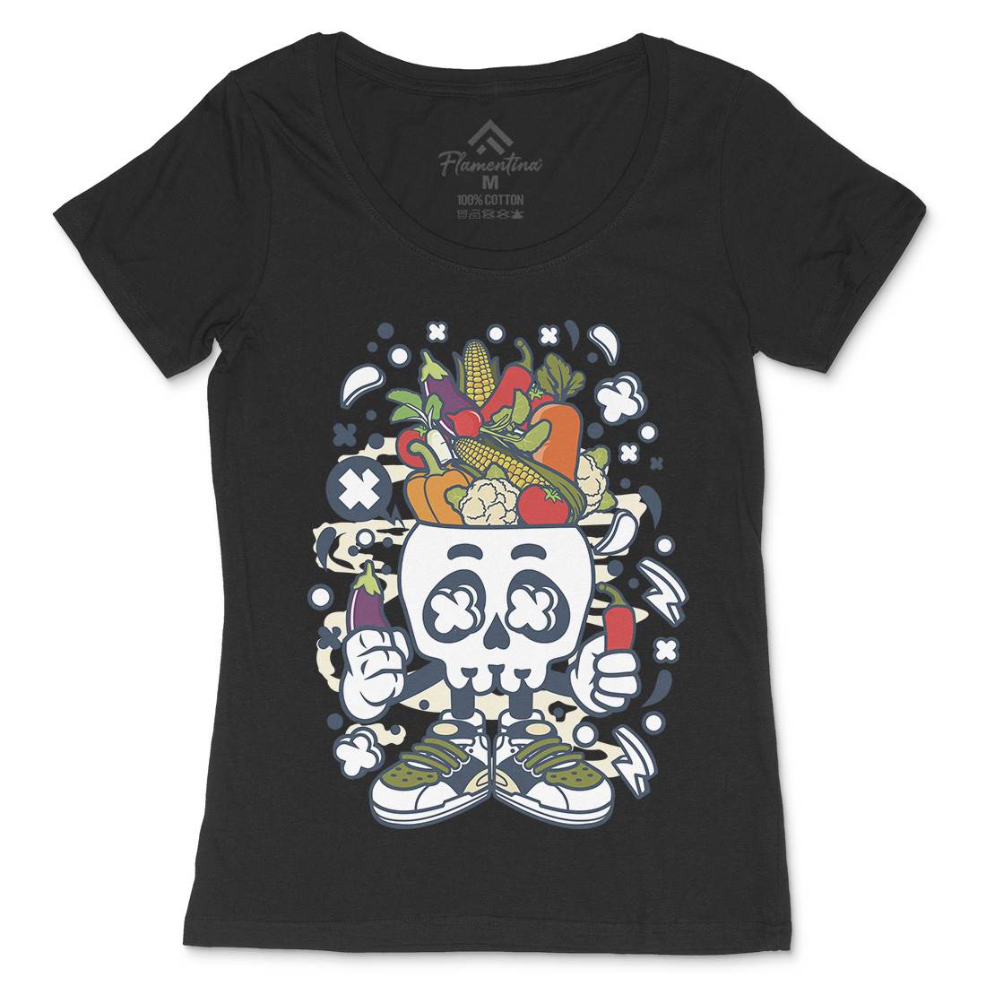 Vegetable Skull Head Womens Scoop Neck T-Shirt Food C685