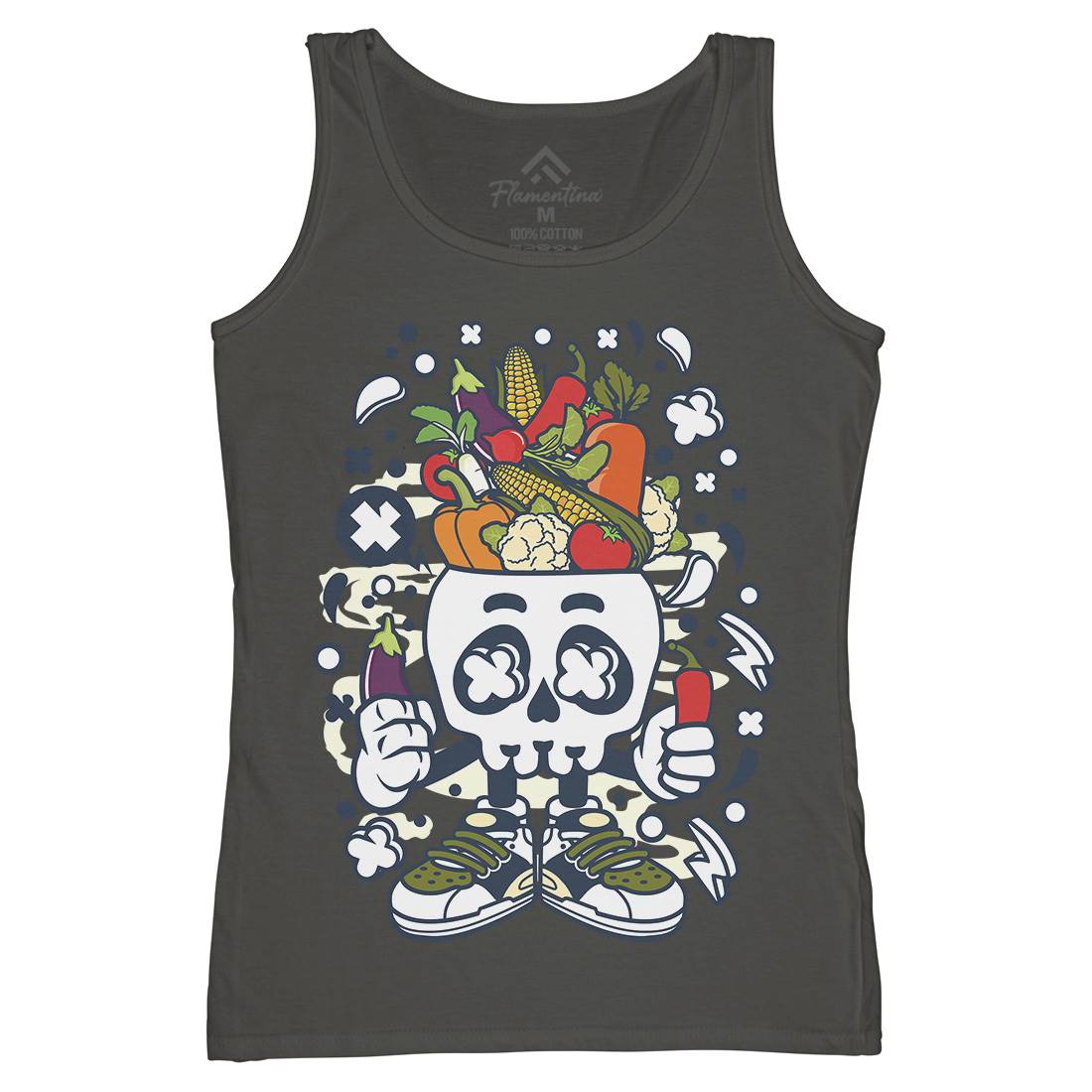 Vegetable Skull Head Womens Organic Tank Top Vest Food C685